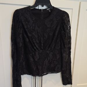 Express Black Floral Lace Blouse